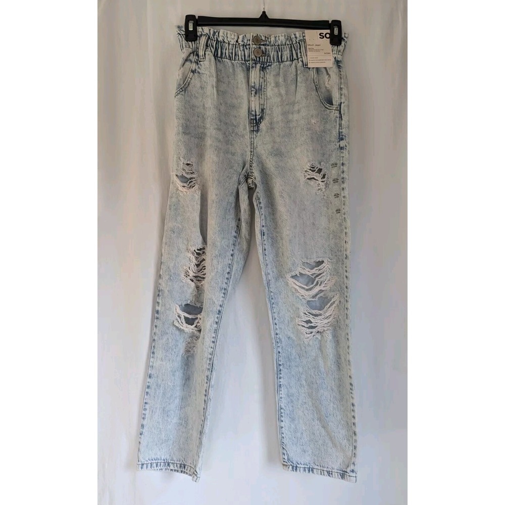 SO Jeans Womens 9/29W Elastic Waist Mom High Rise Relaxed Through Hip NWT